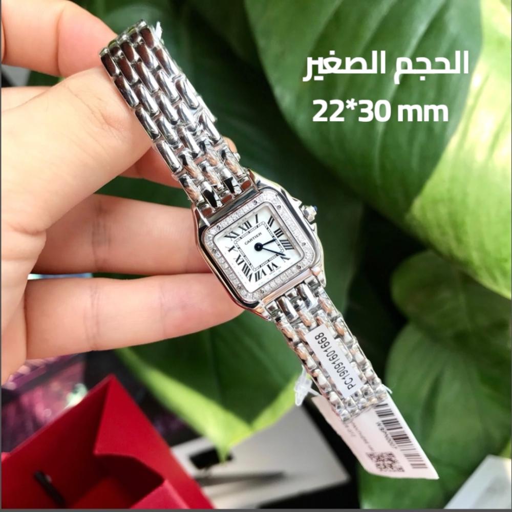 ساعة كارتييه بانثير مرصعة بالألماس مع سوار فولاذي مدمج بتصميم أيقوني