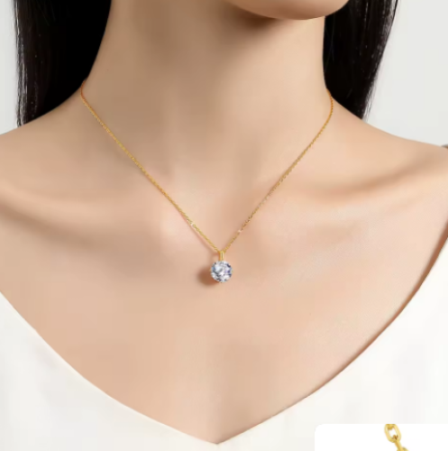 رائجة البيع 100% ريال 14k AU585 حلية ذهبية D اللون مويسانيتي قلادة للنساء 0.5ct/1ct/2ct/3ct مجوهرات الخطوبة الفاخرة