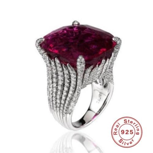 الكلاسيكية الفاخرة ريال الصلبة 925 فضة خاتم 3Ct AAA + الزركون مجوهرات الزفاف خواتم الخطبة للنساء الفتيات هدية عيد الميلاد