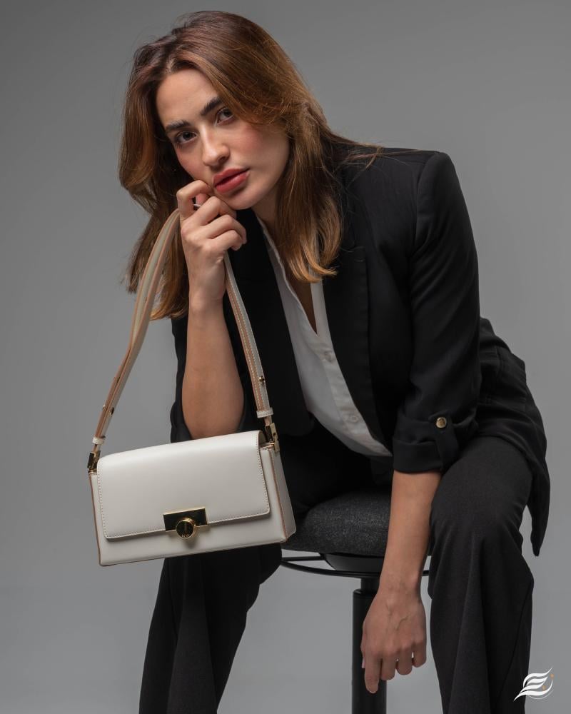 زجل - حقيبة كتف - مقبض واحد لون أبيض