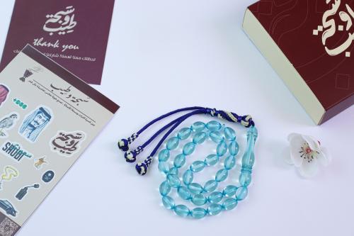 سبحة الموج - بكلايت- كركوشه ، شفافة مع خيط سماوي م...