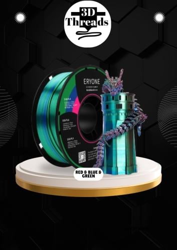 Eryone Silk PLA filament Tri-color Red & Blue & Gr...