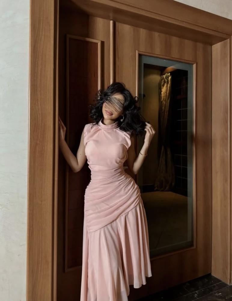 فستان همس الورد بخامه الجورجيت متوفر لونين احمر +وردي