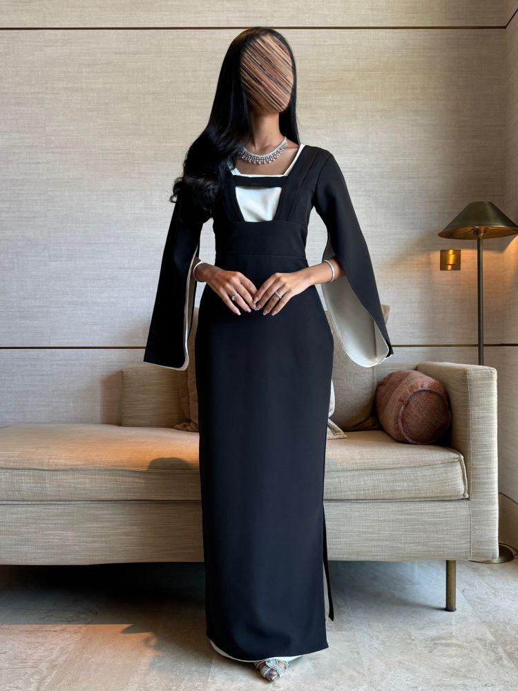 فستان هند فستان اسود ناعم بخامة الكريب استرتش