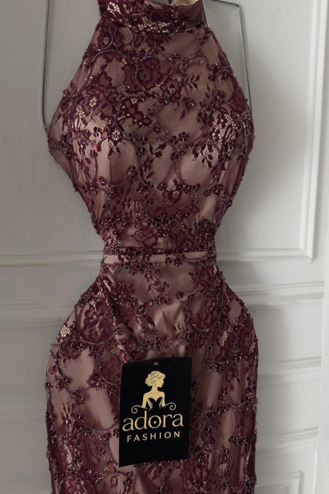 فستان سهرة راقي من Adora Fashion باللون النبيتي