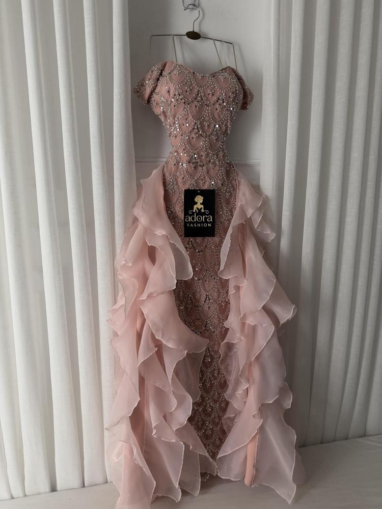 فستان سهره وردي فصوص