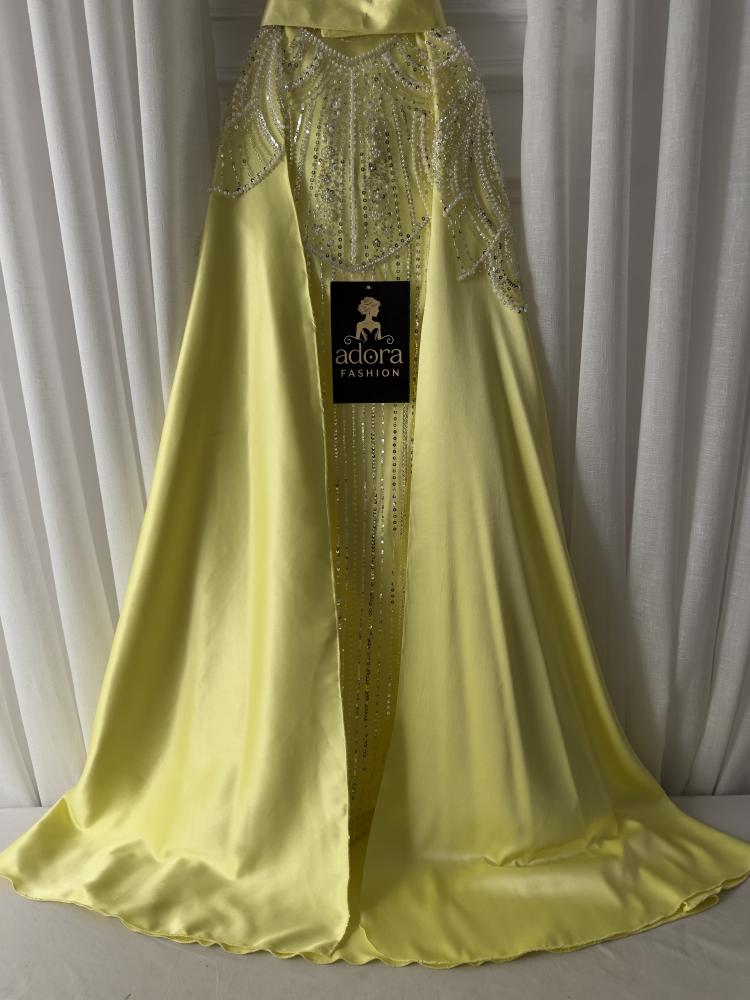 فستان سهره ليموني طويل