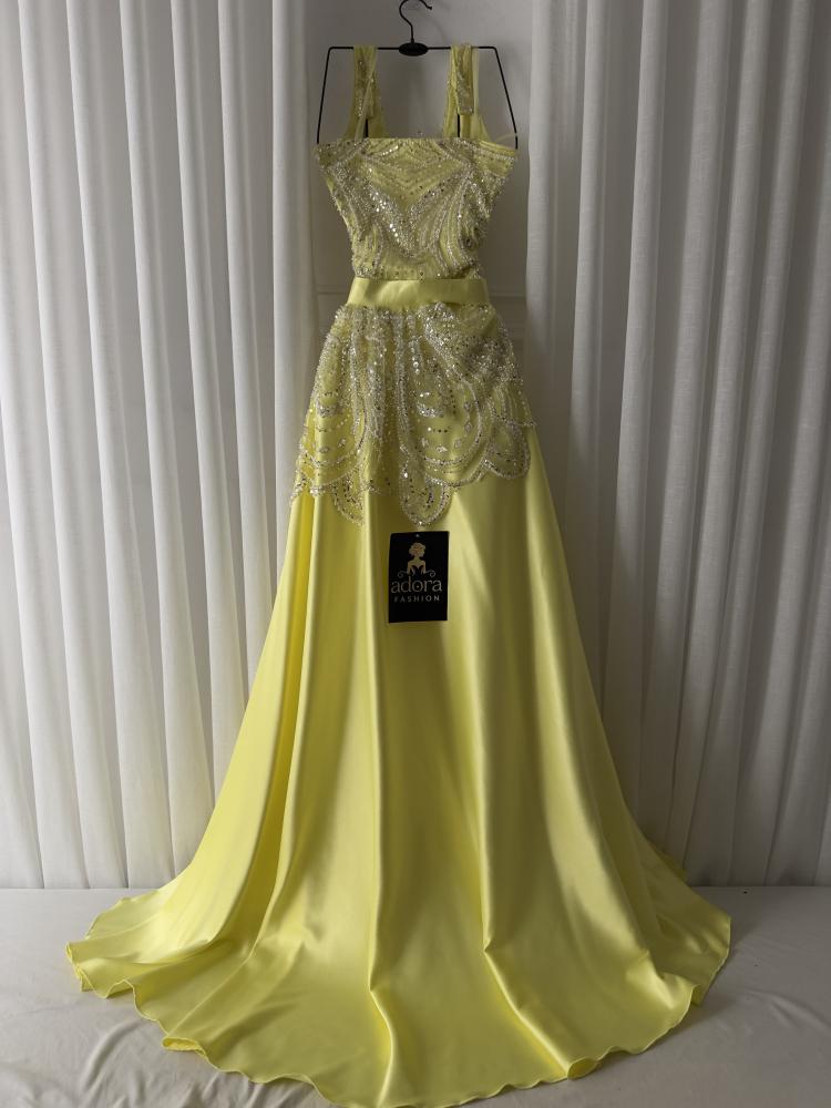 فستان سهره ليموني طويل