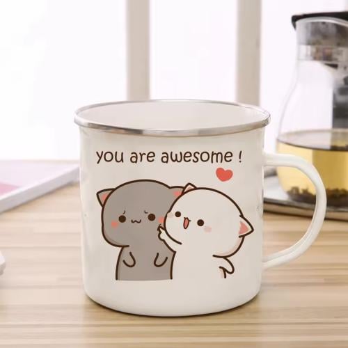 كوب من المينا بطباعات منوعة