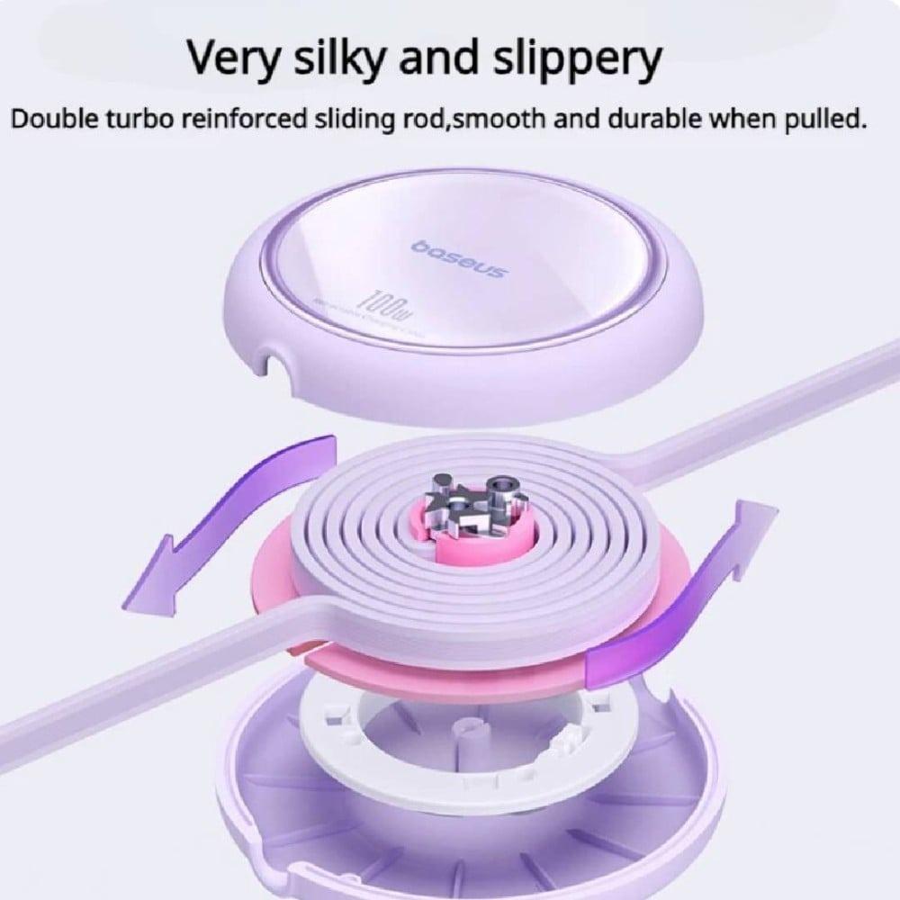 بيسوس | كيبل 100 واط قابل للسحب من  تايب C إلى ا تايب C للشحن السريع بطول 1 متر اسود