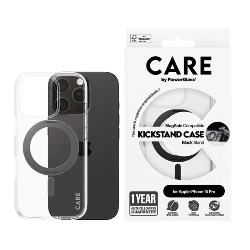 بانزر جلاس-كفر حماية ايفون 16 برو CARE مع حامل و ي...