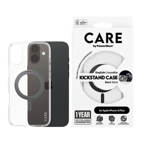 بانزر جلاس-كفر حماية ايفون 16 بلس CARE مع حامل و ي...