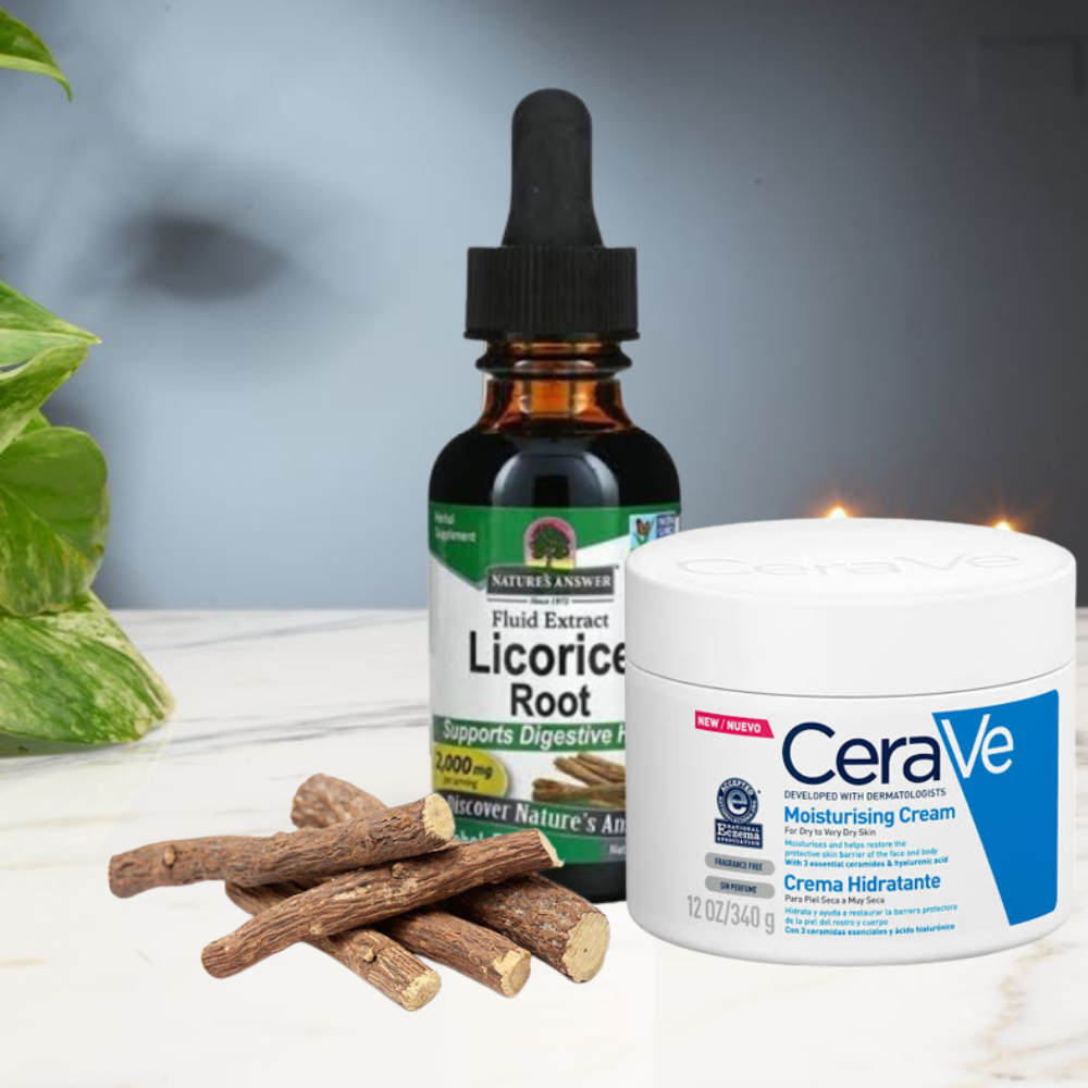 Complete skin care set Licorice serum with CeraVe moisturizing cream
