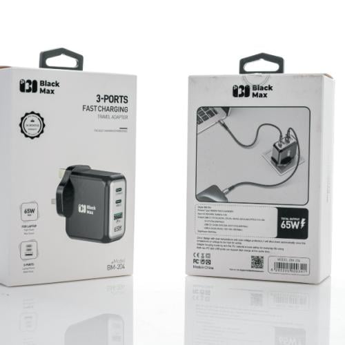 راس شاحن 65 واط بمنفذي PD ومنفذ USB