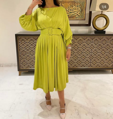 Green dress with belt