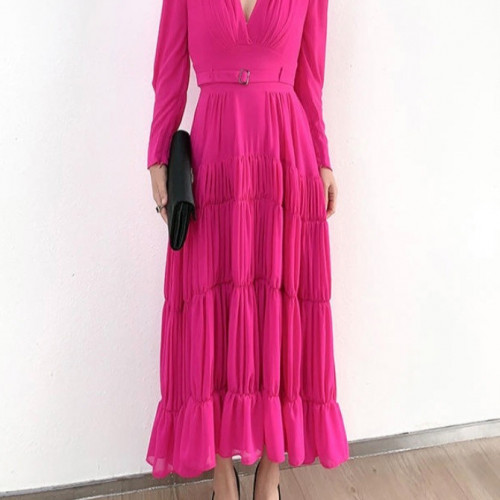 Chiffon dress ( black - pink)