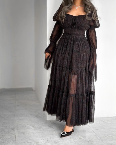 Black - pink maxi with longe sleeve