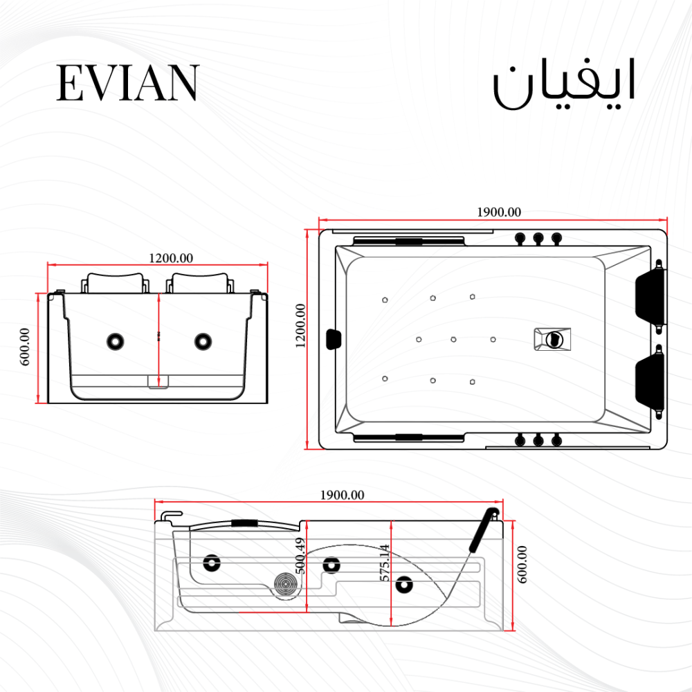 جاكوزي ايفيان 190/120