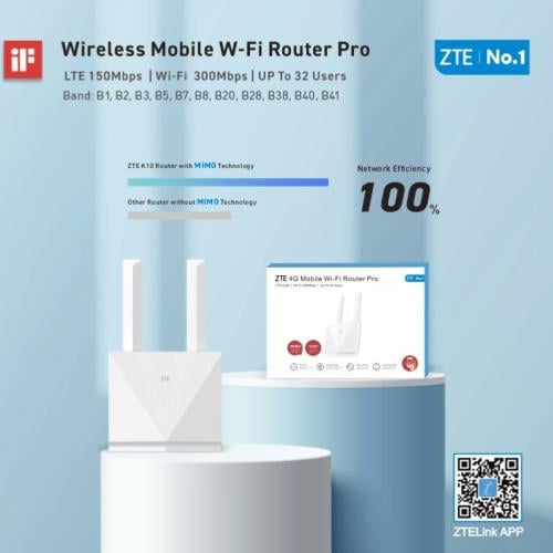 جهاز توجيه واي فاي للهاتف المحمول ZTE K10 4G LTE م...