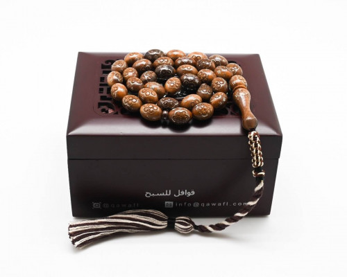 قوافل سبحة من خشب الكوك مشغول بالفضة KW0079
