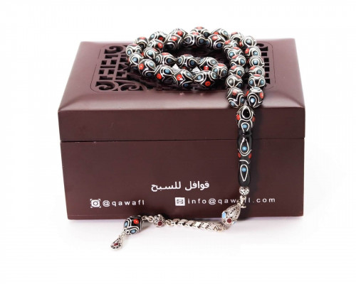 قوافل سبحة من الحجر الأحفوري اولتو مشغولة بالفضة و...