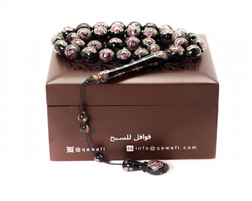 قوافل سبحة من درع سلحفاة مشغولة بالفضة Tur0019