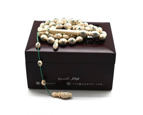 قوافل سبحة من عاج طبيعي مشغول بالفضة IV0069