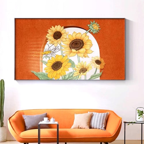 لوحة جدارية نسيج عباد الشمس -  150x70 cm - متجر طبعي