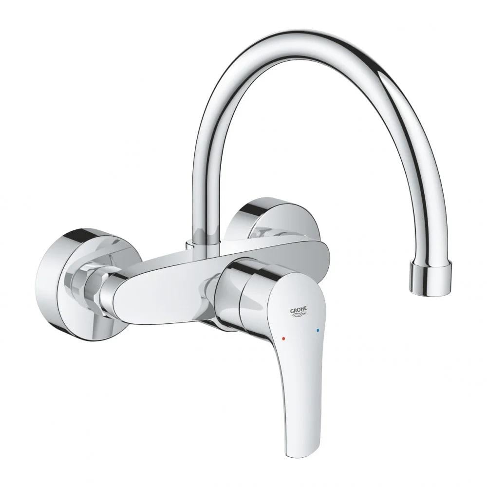 خلاط مطبخ جروهي يورسمارت جداري كروم GROHE Eurosmart