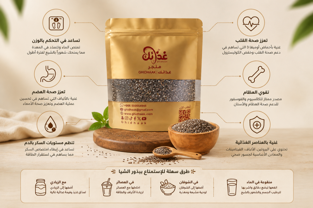 بذور الشيا الدليل الشامل الفوائد والاستخدامات والقيمة الغذائية