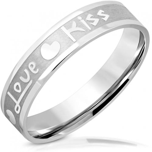 دبله رجاليه مطلية بالفضه بنقشة Love Kiss