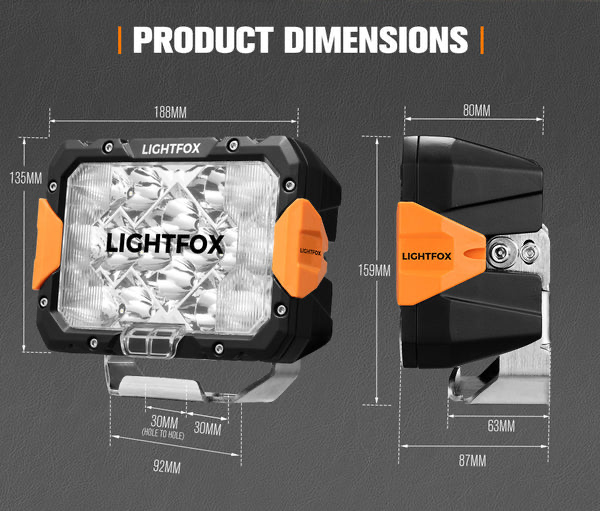 طقم كشافات 9 انش مستطيل عدسات اوسرام من شركة لايت فوكس LIGHTFOX الاستراية