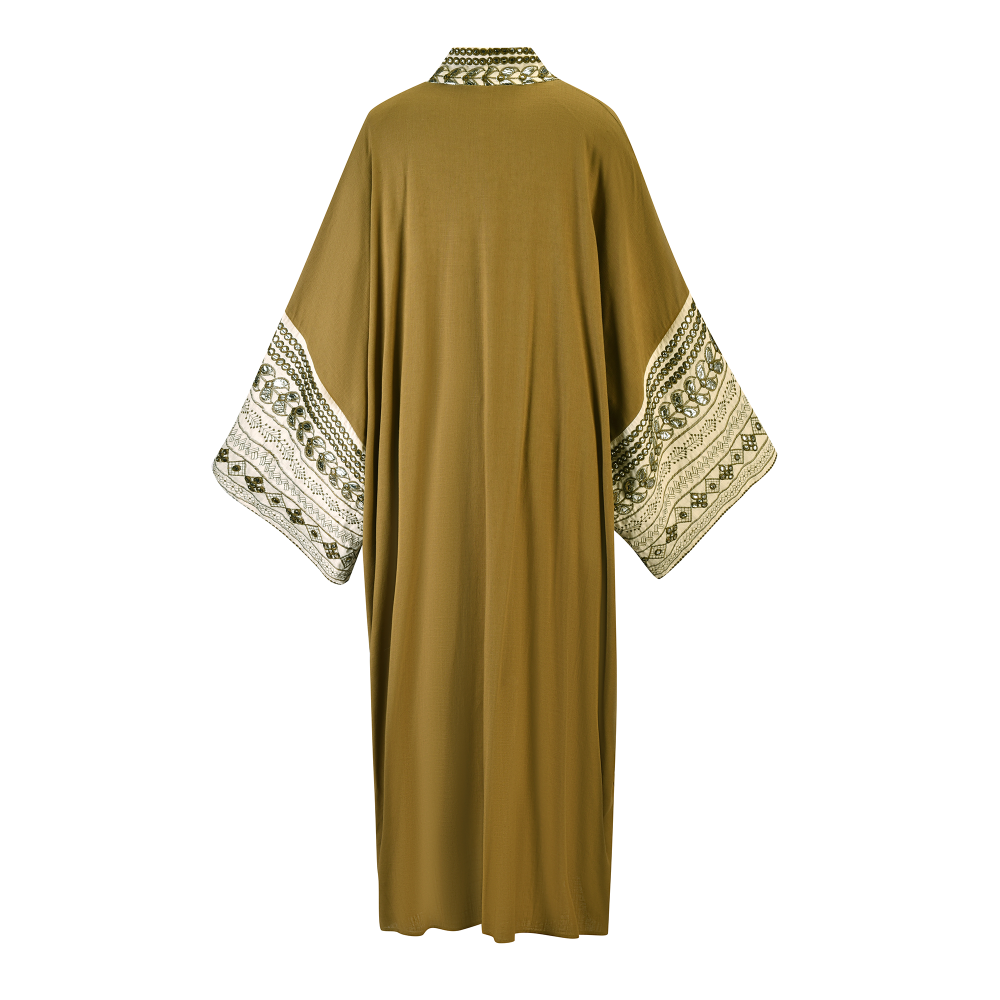 Linen Kaftan with Heritage Embroidery SIZE:(M)