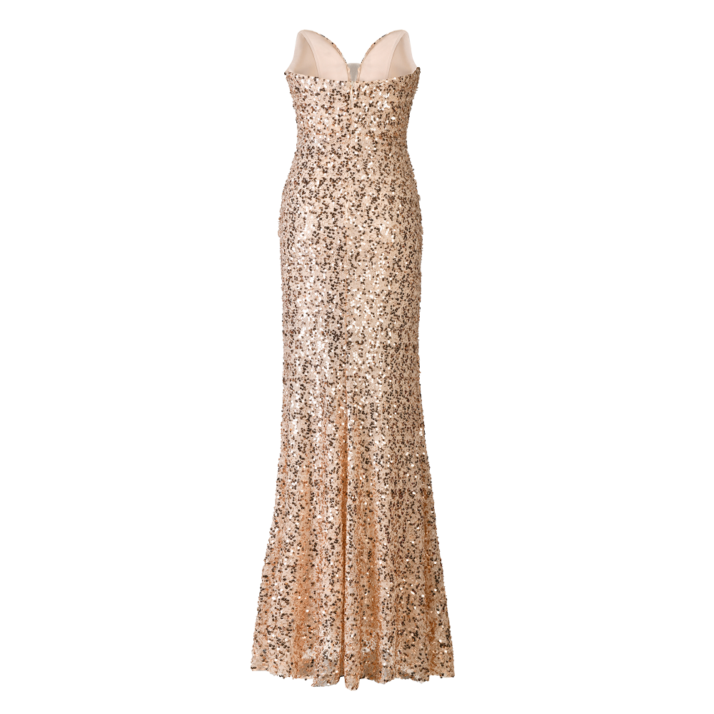 Glamorous Gold Sequin Evening Dress -