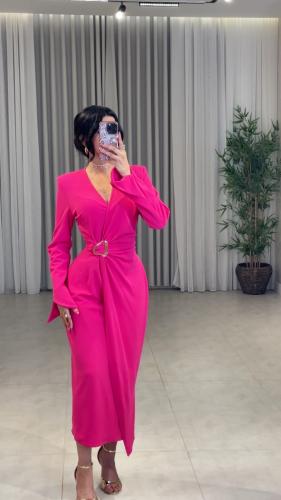 فستان كريب لف Pink المقاس:(M)