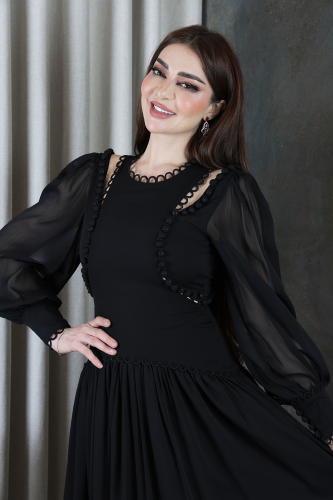 فستان شيفون كلاسك Black