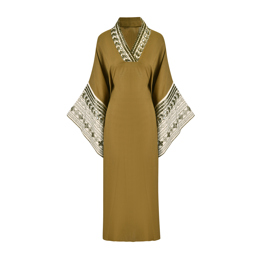 Linen Kaftan with Heritage Embroidery SIZE:(M)