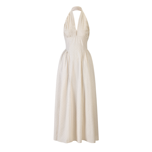 elegant white halter-neck dress -