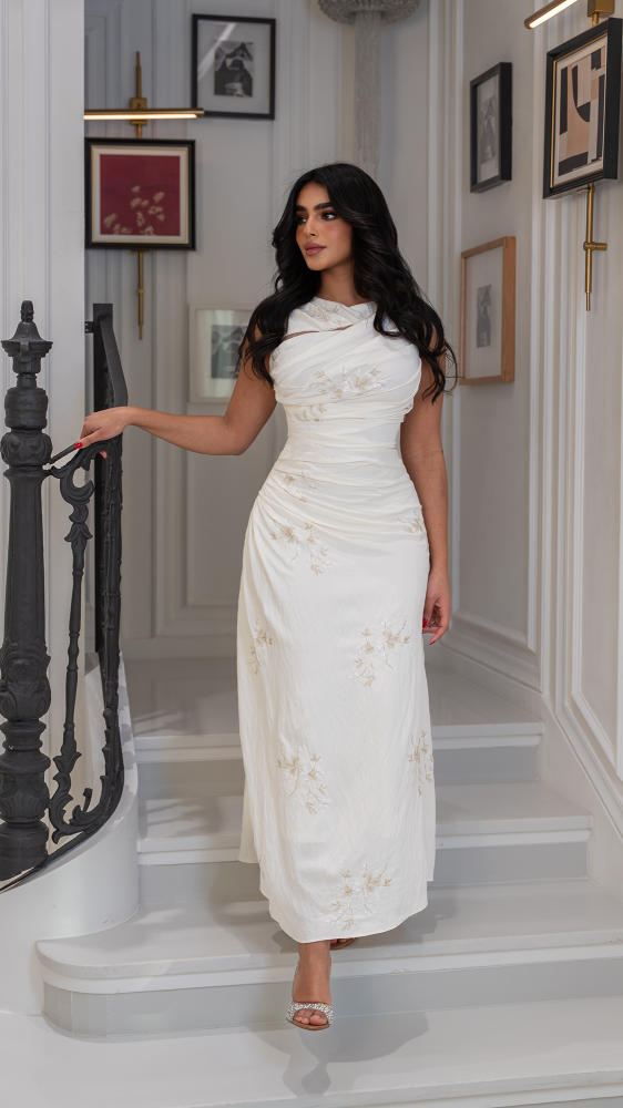 Sleeveless Draped Maxi Dress SIZE:(L)
