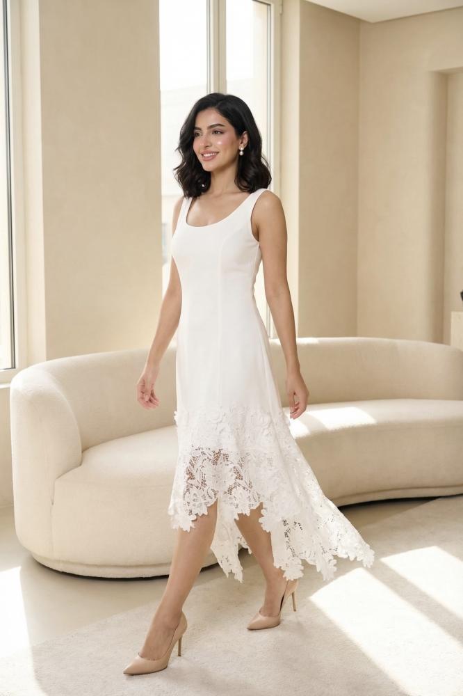 White Midi Lace Dress SIZE:(S)