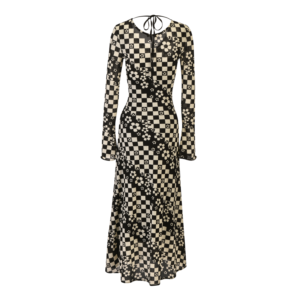black and white floral dress SIZE:(S)