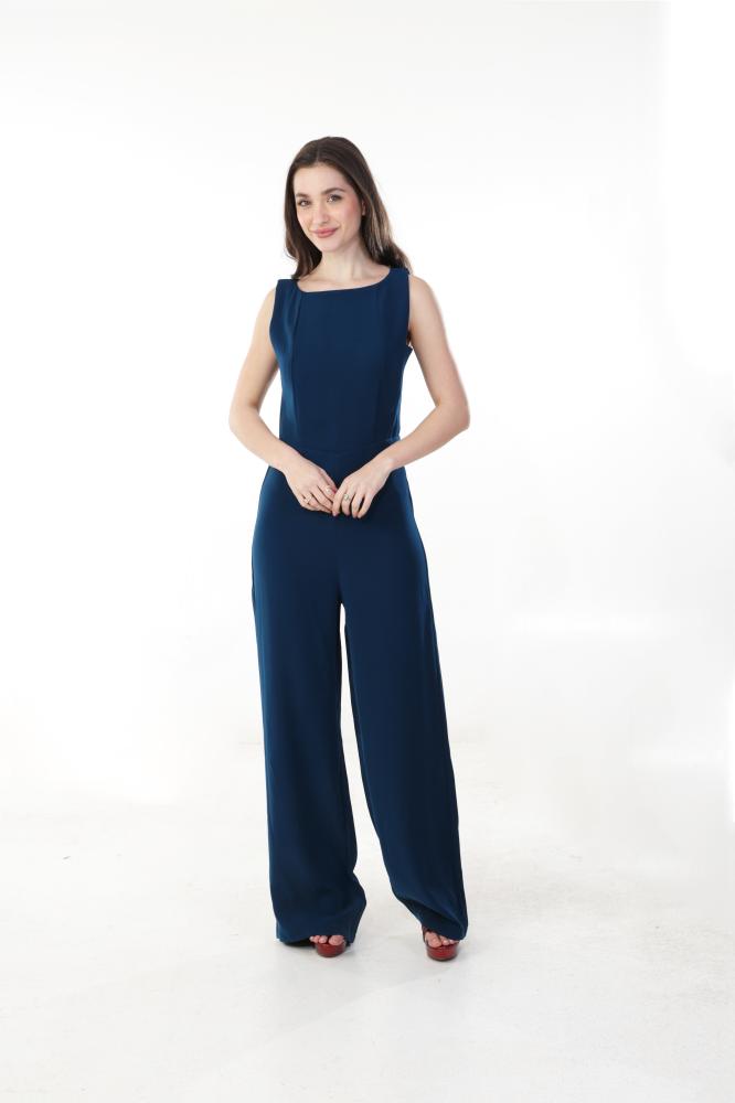 Navy Soft Crepe Jumpsuit SIZE:(L)