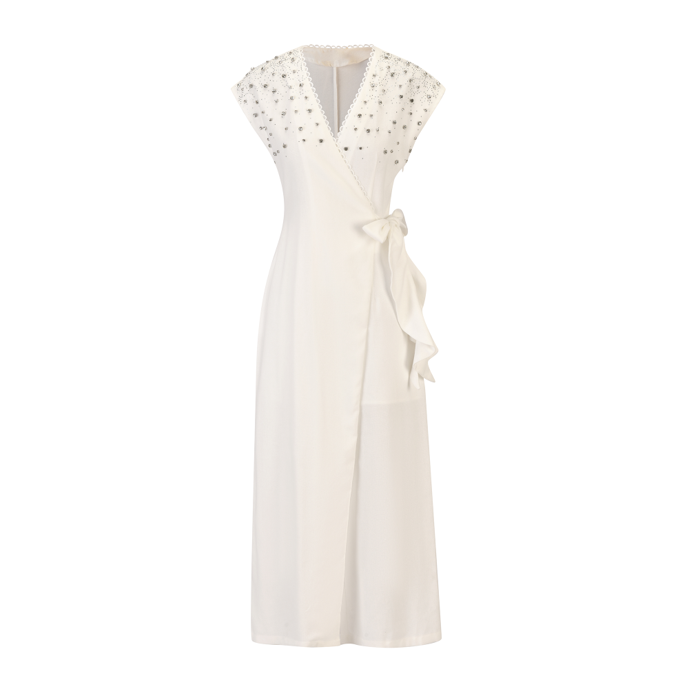 Linen jumpsuit embellished with crystals SIZE:(S)
