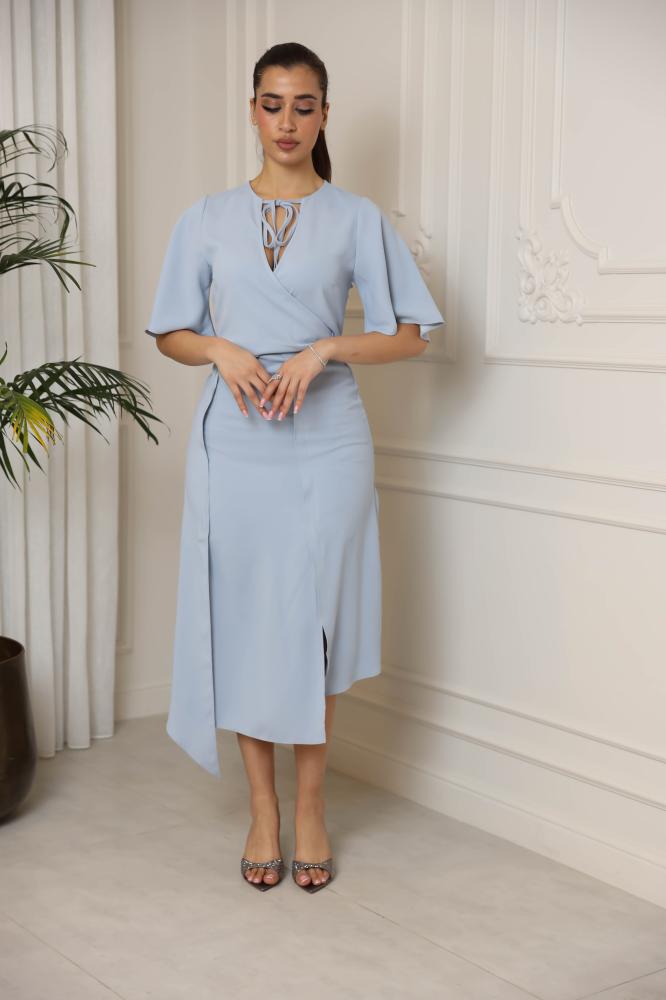 فستان كريب بقصة لف SKY ~