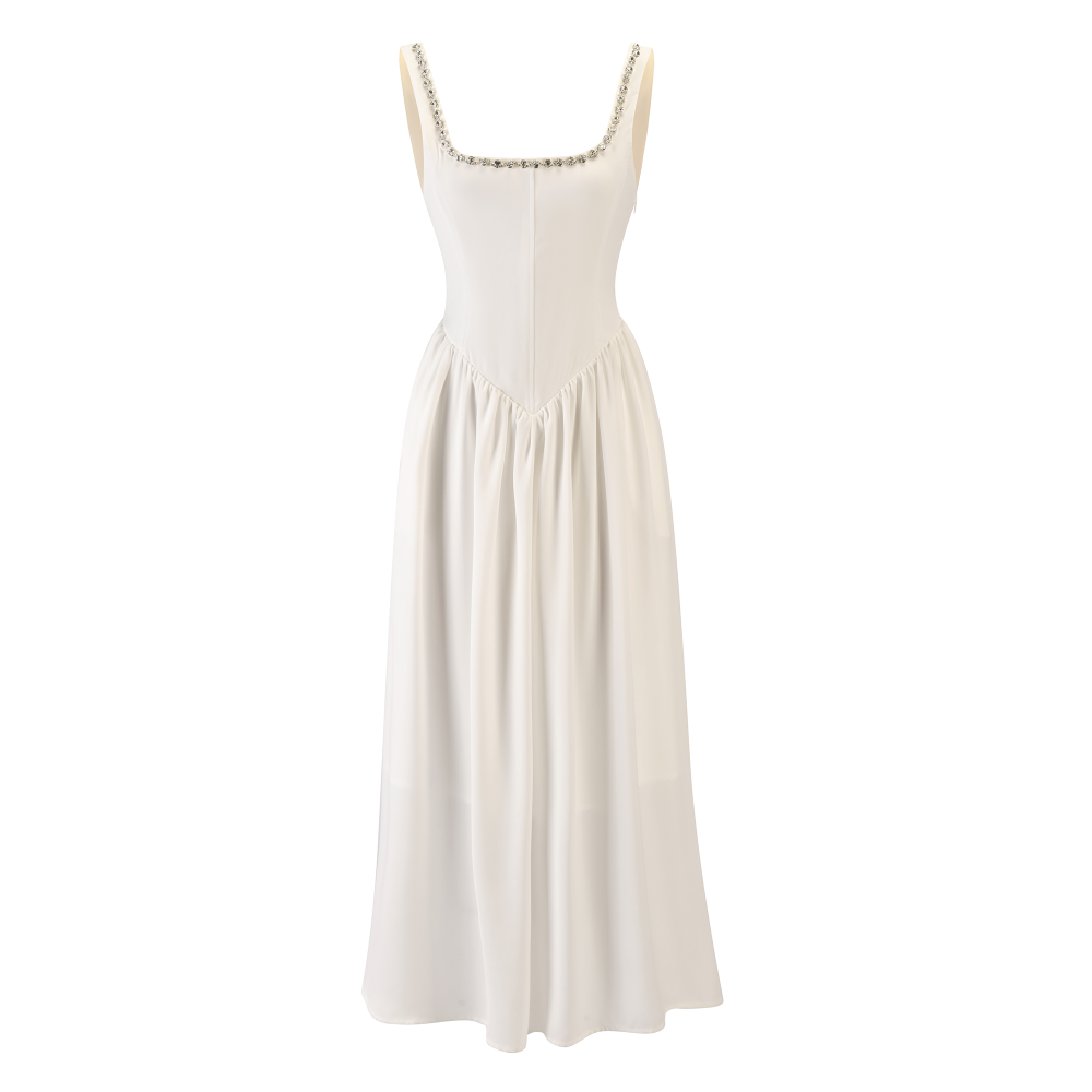 Eid dress, soft, white, with a corset design - Eid dress, soft, white, with a corset design -