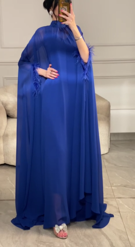 فستان شيفون ناعم مزين بريش -