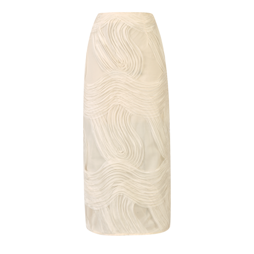 A chic off-white high-waist midi pencil skirt SIZE:(S)