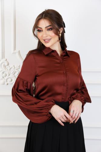 بلوزة بلون نحاسي ساتان المقاس:(XXL)