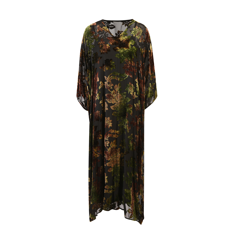 Women’s Floral Velvet-Detail Caftan SIZE:(M)
