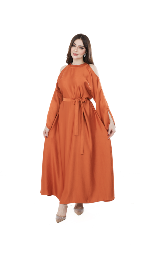 Burnt Orange Maxi Evening Kaftan المقاس:(S)